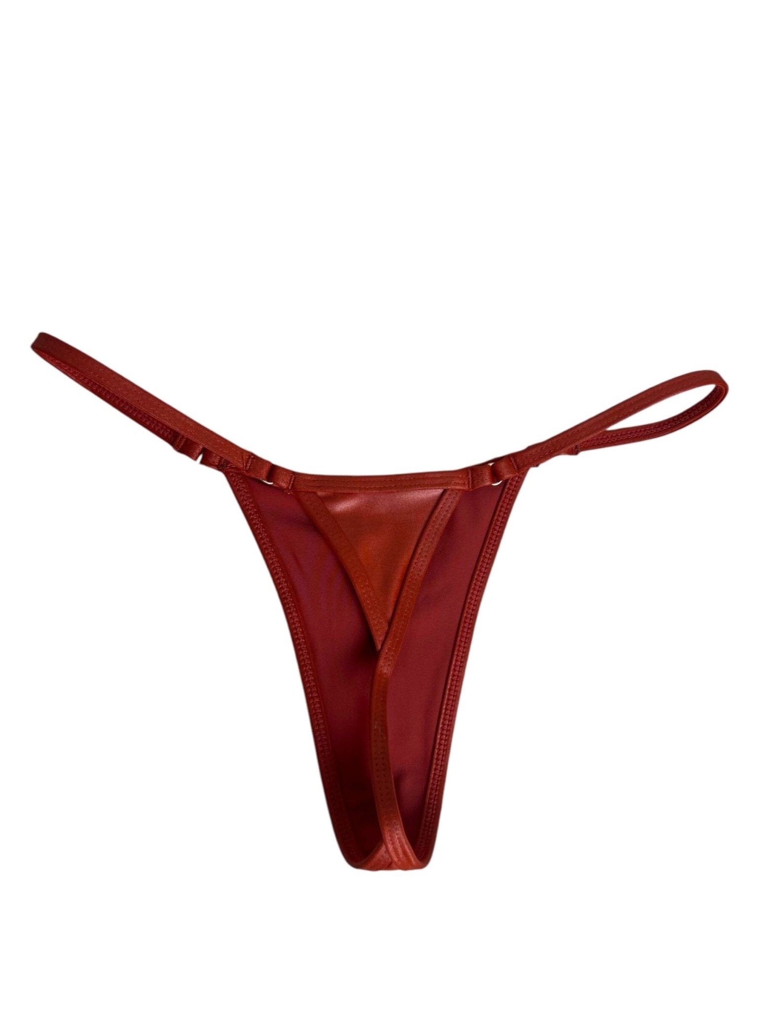 BARELY THERE MICRO THONG BOTTOM - BURNT ORANGE LEATHER - Berry Beachy Swimwear