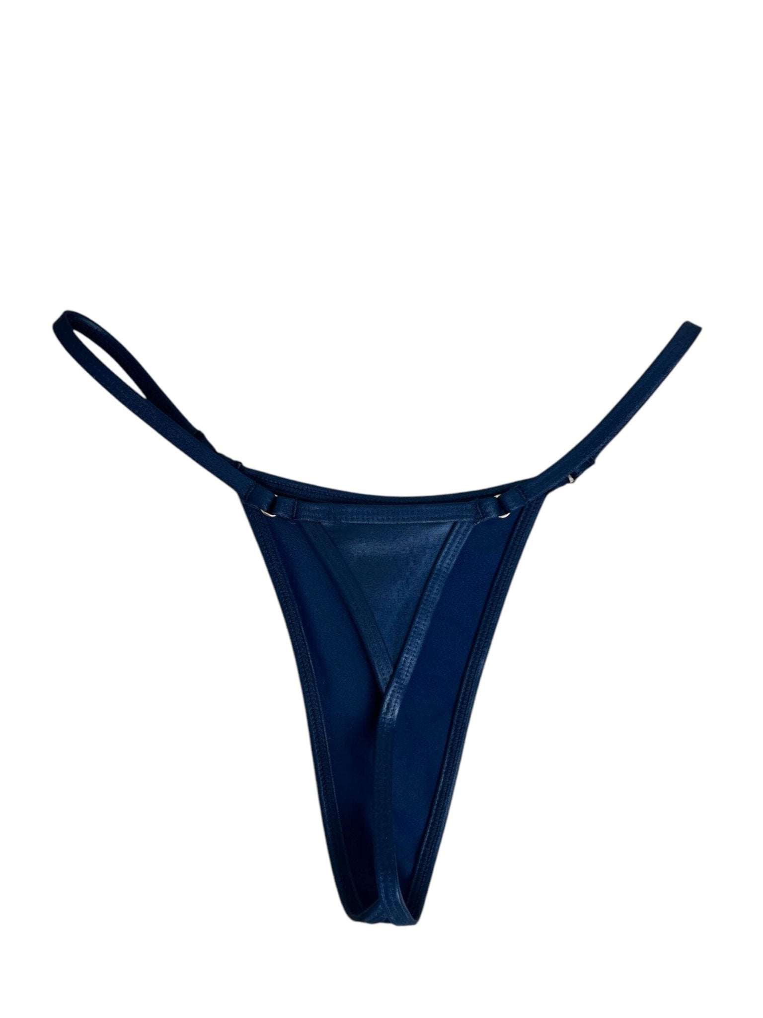 BARELY THERE MICRO THONG BOTTOM - LEATHER BLUE - Berry Beachy Swimwear