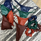 BARELY THERE MICRO THONG BOTTOM - LEATHER BLUE - Berry Beachy Swimwear