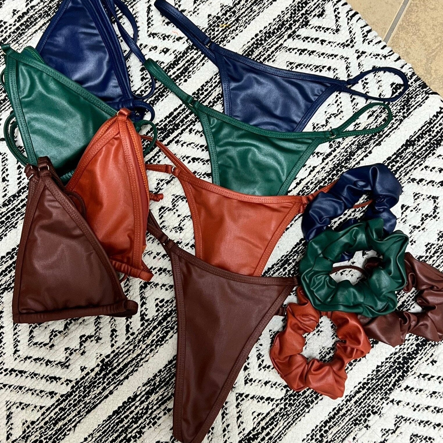 BARELY THERE MICRO THONG BOTTOM - LEATHER GREEN - Berry Beachy Swimwear