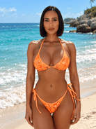 BEACHELLA CHEEKY SCRUNCH BOTTOM- ORANGE SEQUIN - Berry Beachy Swimwear