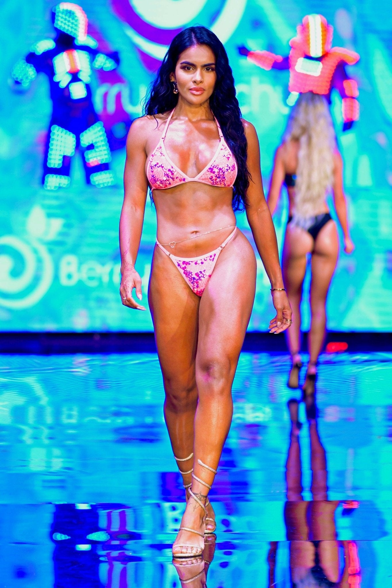 BEACHELLA MICRO TRIANGLE TOP - PINK SEQUIN - Berry Beachy Swimwear