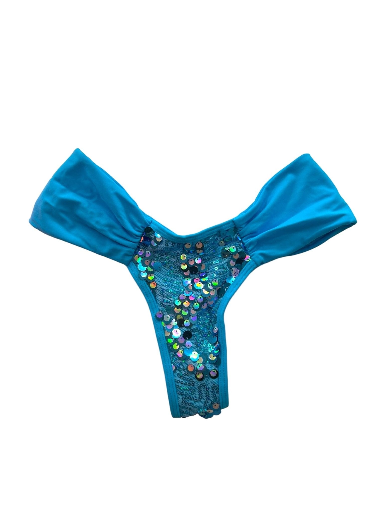 BEACHELLA RUCHED BOTTOM - BLUE SEQUIN - Berry Beachy Swimwear