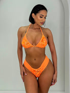 BEACHELLA RUCHED BOTTOM - ORANGE SEQUIN - Berry Beachy Swimwear