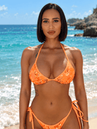 BEACHELLA TRIANGLE TOP- ORANGE SEQUIN - Berry Beachy Swimwear