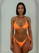 BEACHELLA TRIANGLE TOP - ORANGE SEQUIN - Berry Beachy Swimwear