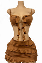 CELINE RUFFLE TOP - CARAMEL - Berry Beachy Swimwear