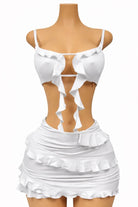 CELINE RUFFLE TOP - WHITE - Berry Beachy Swimwear