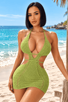 CROCHET BEACH MINI DRESS- LIME - Berry Beachy Swimwear