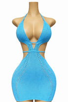 CROCHET BEACH MINI DRESS - SKY BLUE - Berry Beachy Swimwear