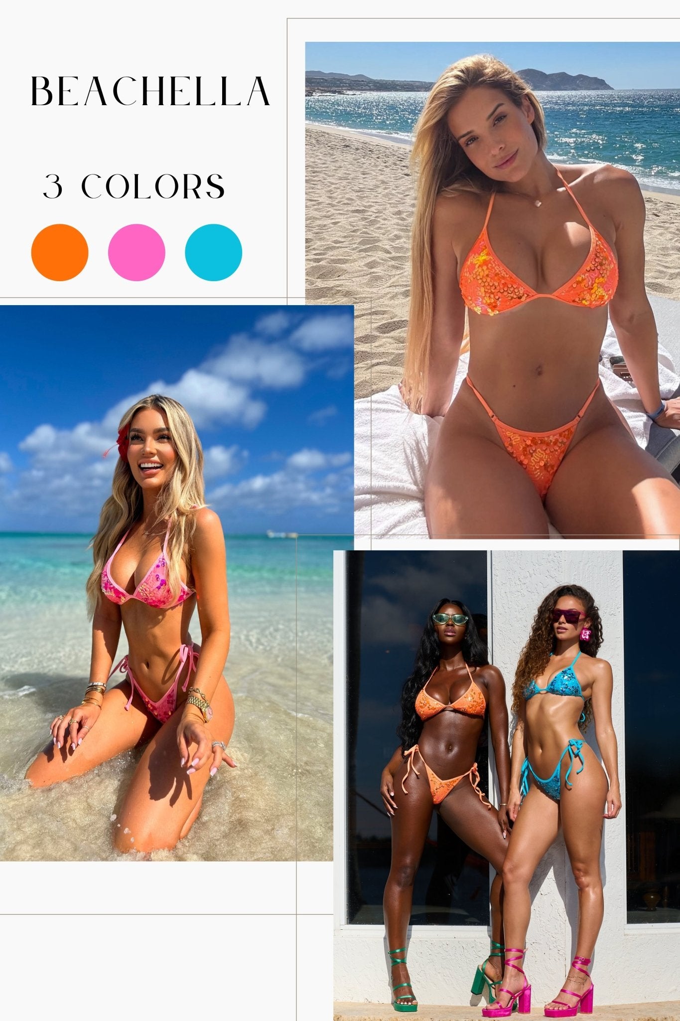 DENIM DAZE V CUT LINED THONG BOTTOM - Berry Beachy Swimwear