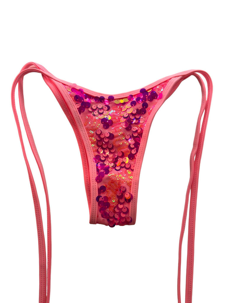 BEACHCHELLA CHEEKY SCRUNCH BOTTOM - PINK SEQUIN - Berry Beachy Swimwear