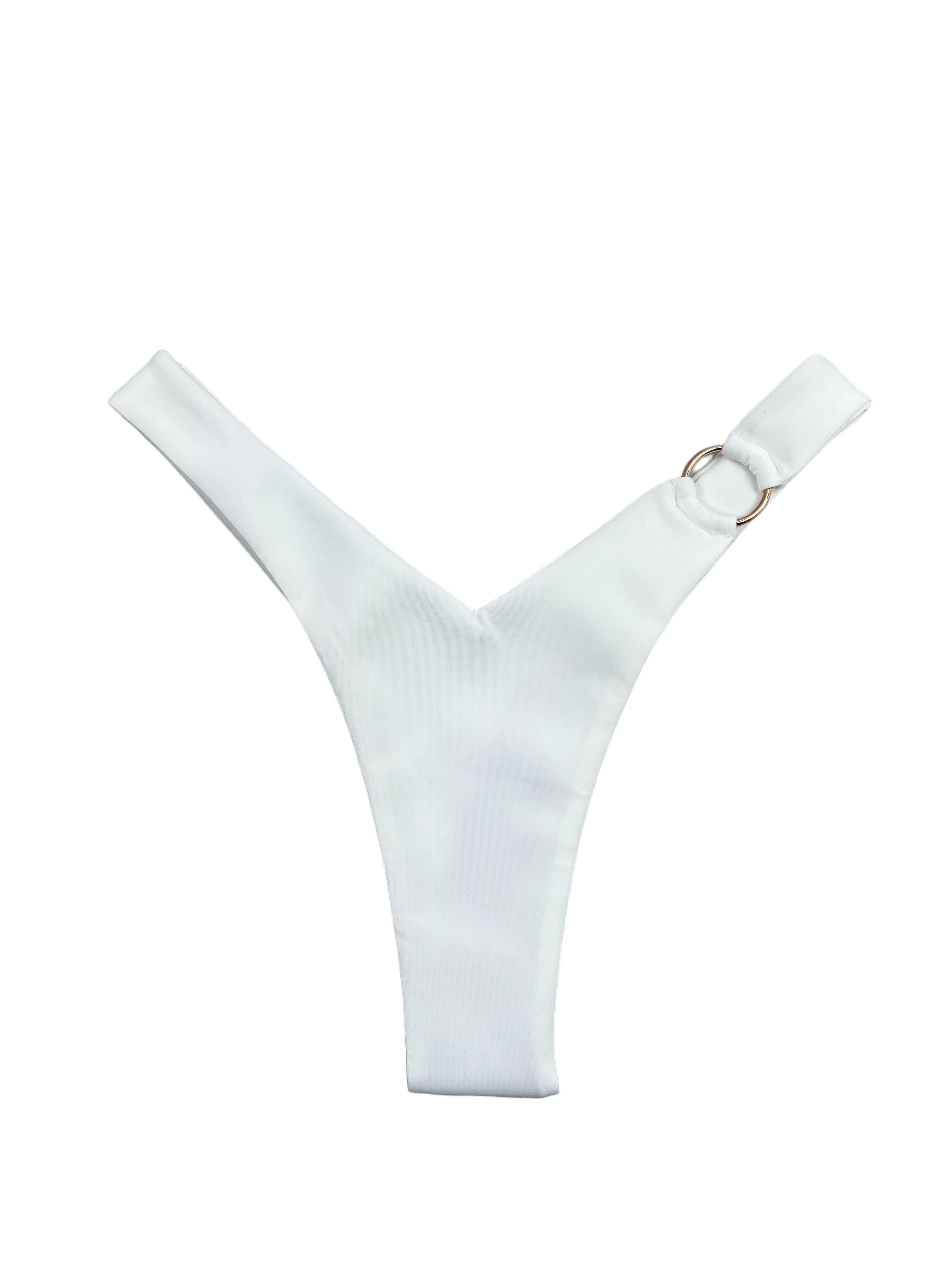 ADELE RING Y CUT BOTTOM- WHITE - Berry Beachy Swimwear