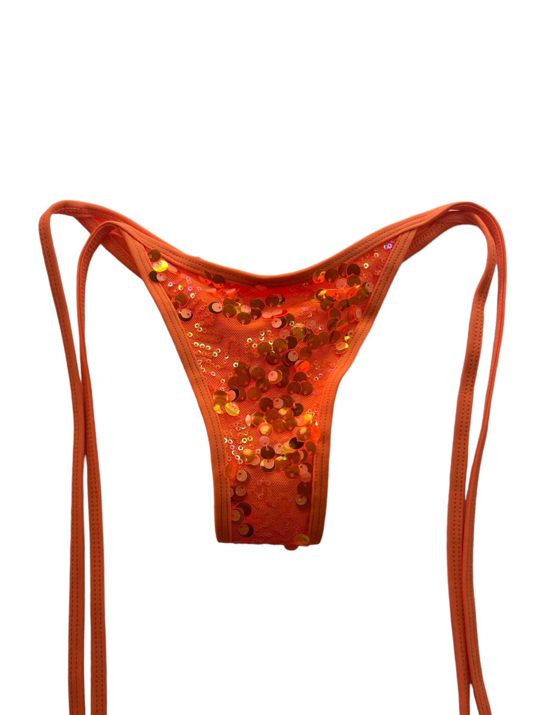 BEACHCHELLA CHEEKY SCRUNCH BOTTOM- ORANGE SEQUIN - Berry Beachy Swimwear