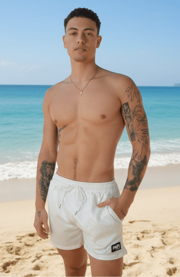 ISLAND VIPER TRUNKS 5.5" & 7.5" STRETCH - WHITE - Berry Beachy Swimwear