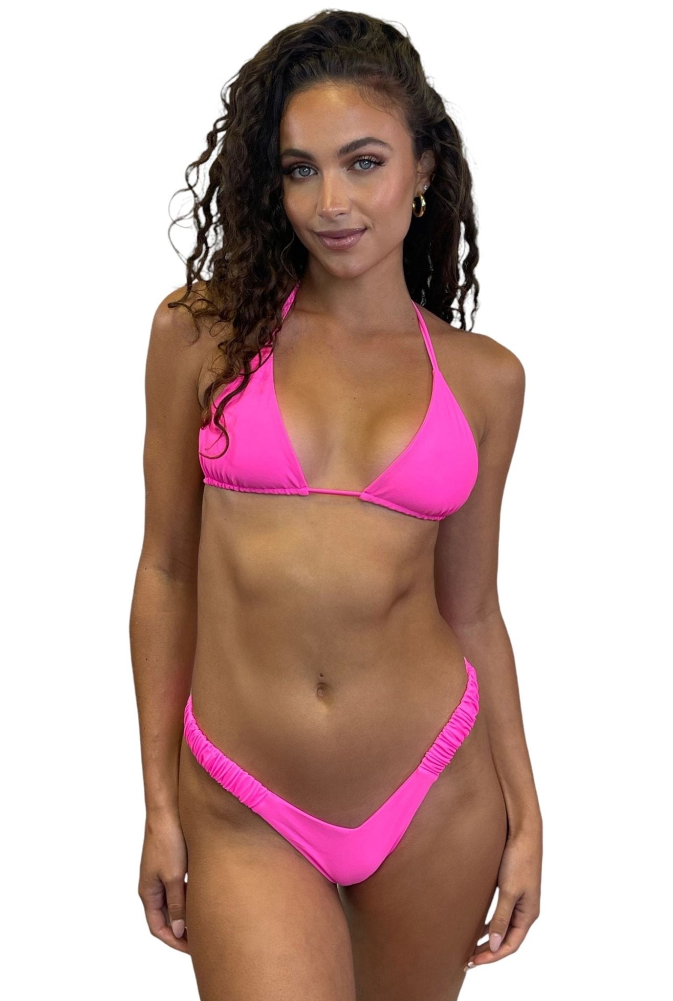 JUICY SCRUNCHIE V BOTTOM - PINK JELLY - Berry Beachy Swimwear