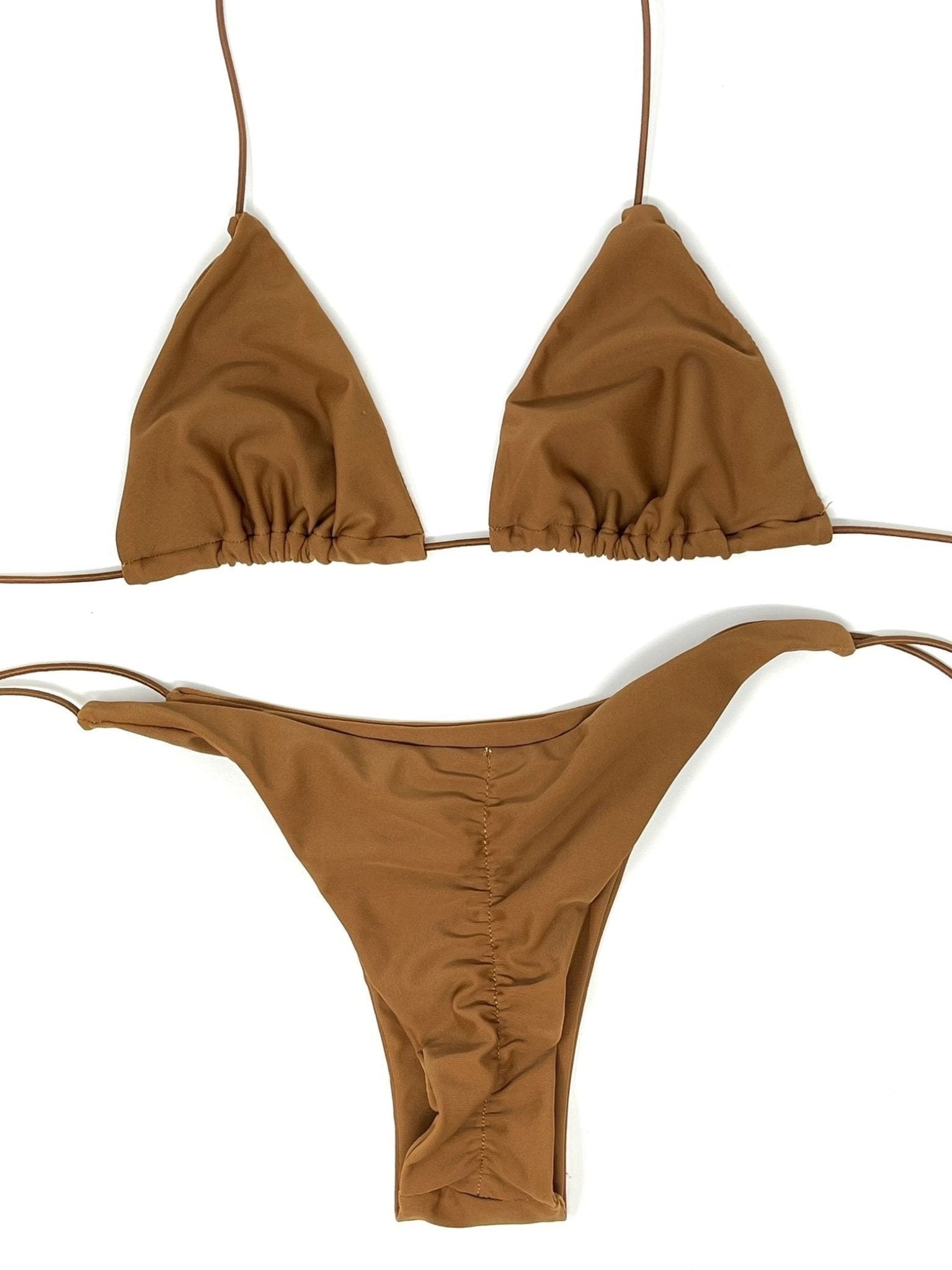 MICRO SKIN CHEEKY SCRUNCH BOTTOM - CAMEL - Berry Beachy Swimwear