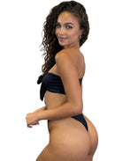 MILAN HIGH LEG THONG BOTTOM - BLACK - Berry Beachy Swimwear