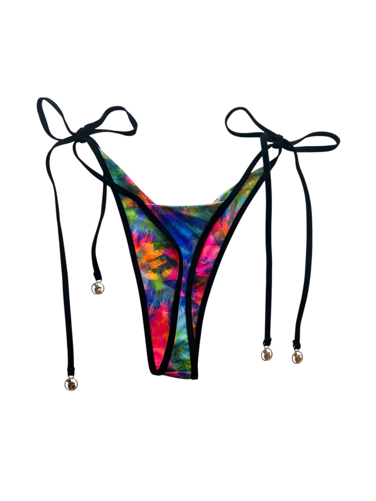 NEON PALMS LINED V CUT THONG - Berry Beachy Swimwear
