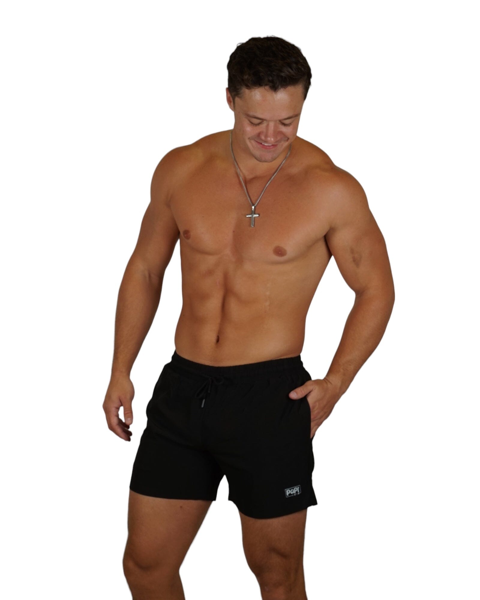 PAPI MEN TRUNKS 5.5" & 7.5" STRETCH - BLACK - Berry Beachy Swimwear