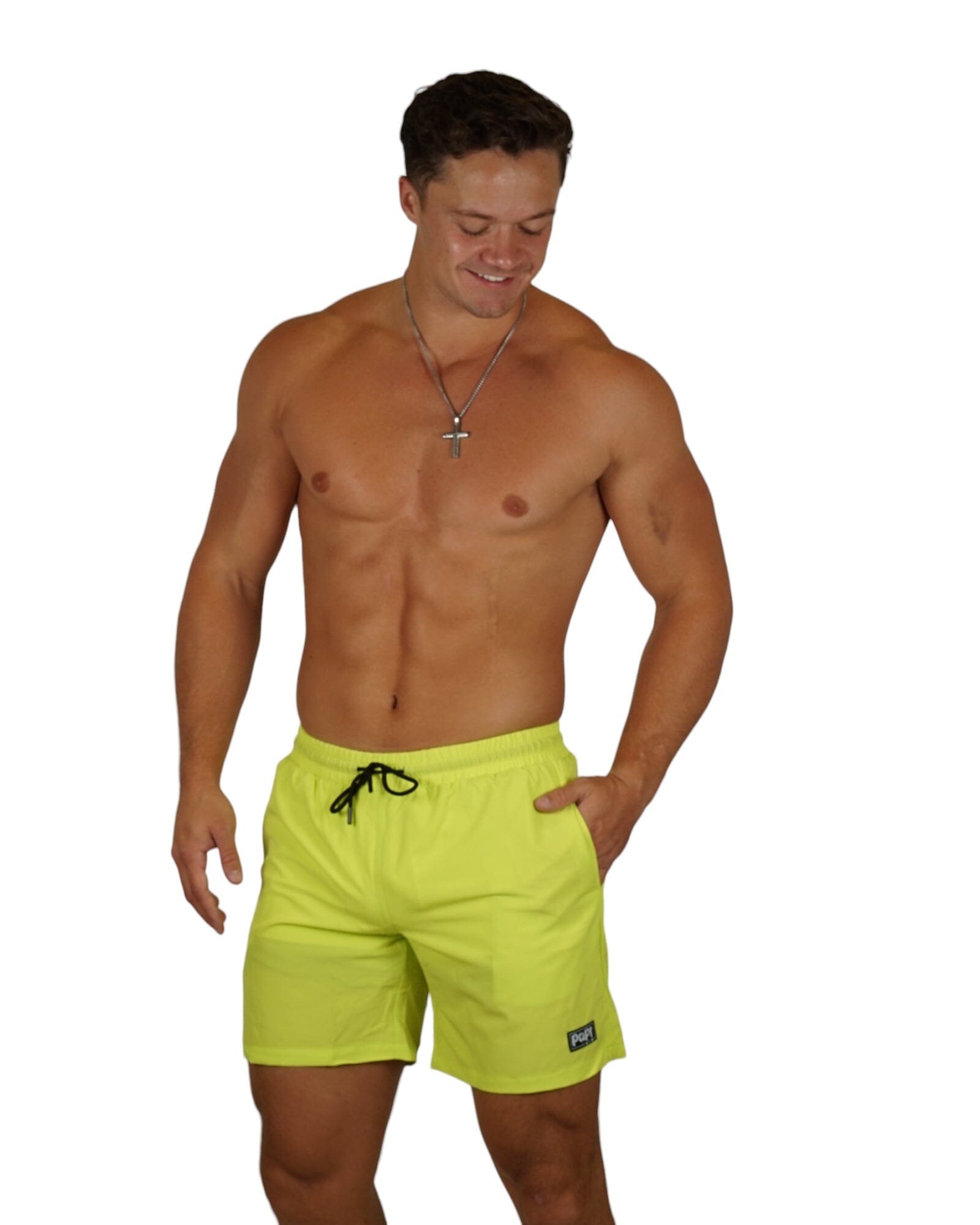 PAPI MEN TRUNKS 5.5" & 7.5" STRETCH - NEON YELLOW - Berry Beachy Swimwear