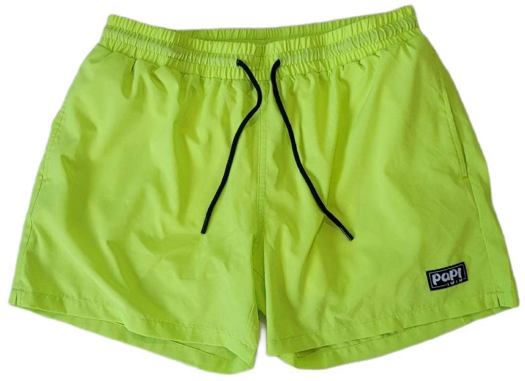 PAPI MEN TRUNKS 5.5" & 7.5" STRETCH - NEON YELLOW - Berry Beachy Swimwear