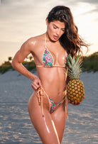 PINEAPPLE BLOOM LINED THONG BOTTOM - Berry Beachy Swimwear