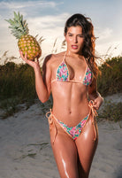 PINEAPPLE BLOOM LINED THONG BOTTOM - Berry Beachy Swimwear