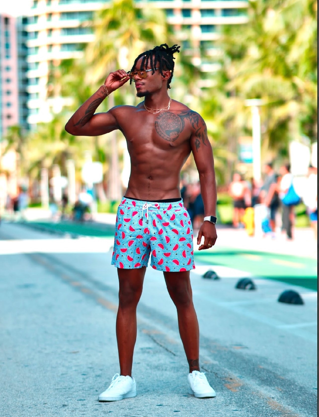 RETRO MELON MEN TRUNKS 5.5" & 7.5" STRETCH - Berry Beachy Swimwear