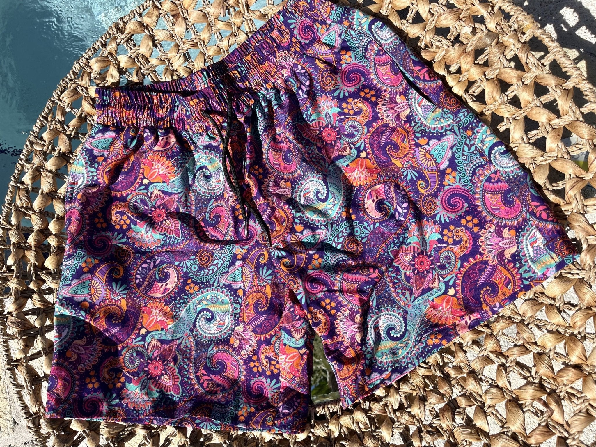 RIDHI MEN TRUNKS 5.5" & 7.5" STRETCH - PAISLEY - Berry Beachy Swimwear