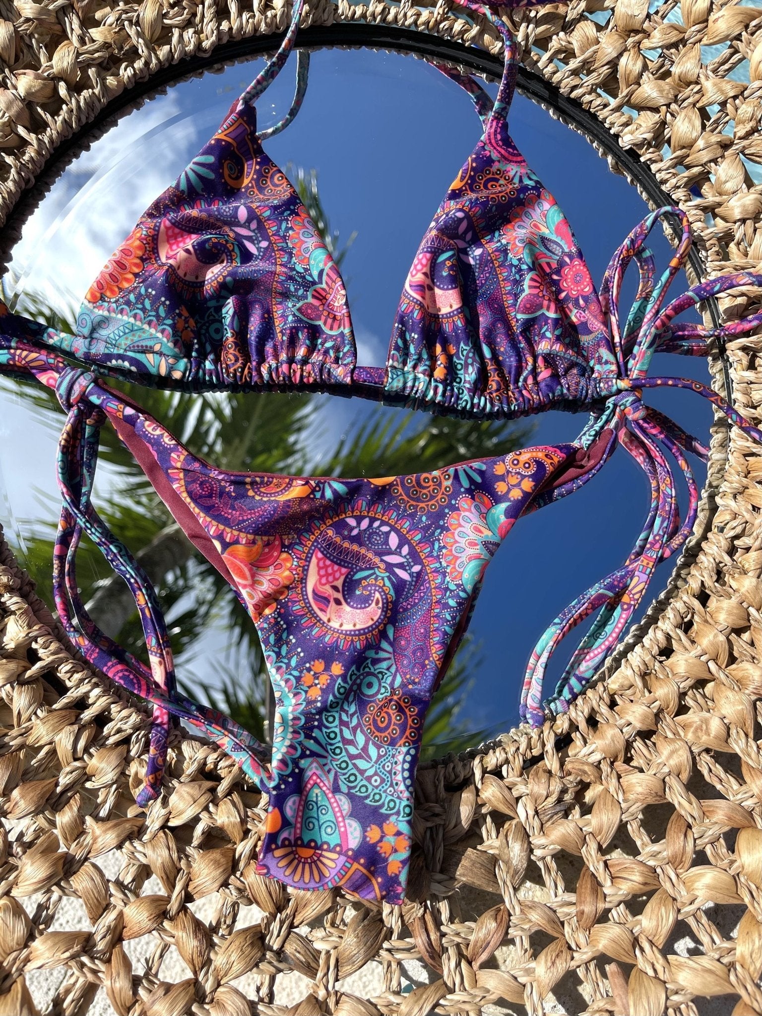 RIDHI TRIANGLE TOP - PAISLEY - Berry Beachy Swimwear