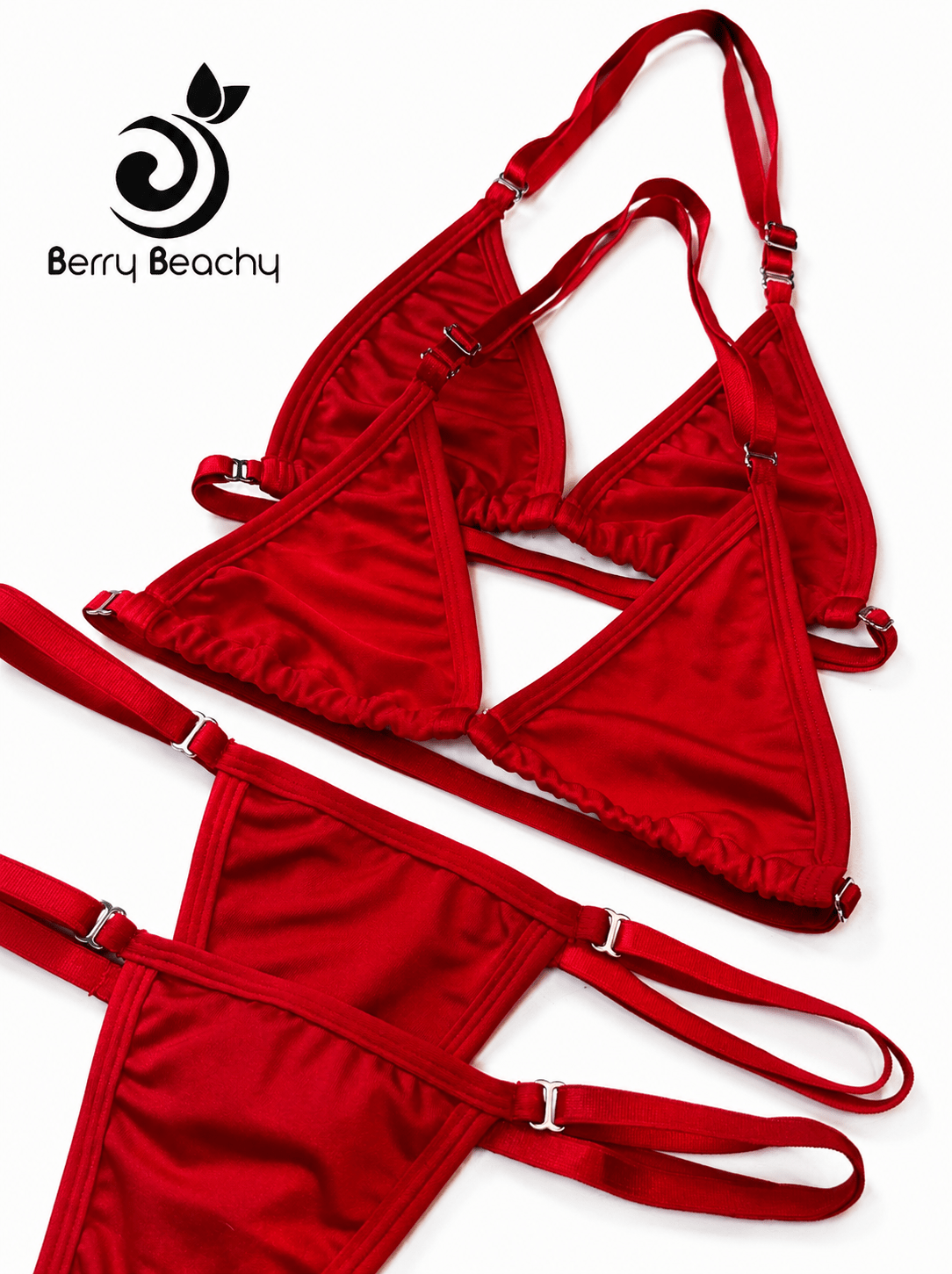 SUN KISSED TANNING BIKINI SET - SUNSET ROUGE - Berry Beachy Swimwear