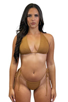 TEDDY RIBBED HALTER TOP - CARAMEL - Berry Beachy Swimwear