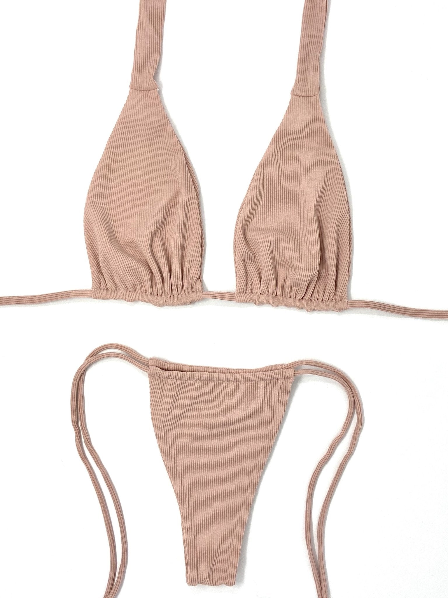 TEDDY RIBBED SLIDE BOTTOM - BLUSH - Berry Beachy Swimwear