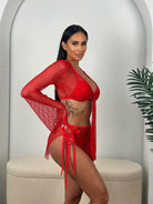 TULUM COVER UP TOP - RED - Berry Beachy Swimwear