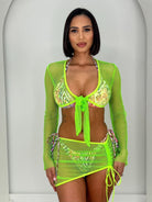 TULUM NEON COVER UP TOP - NEON GREEN - Berry Beachy Swimwear