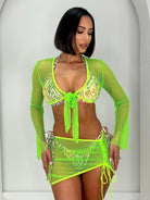 TULUM NEON COVER UP TOP - NEON GREEN - Berry Beachy Swimwear