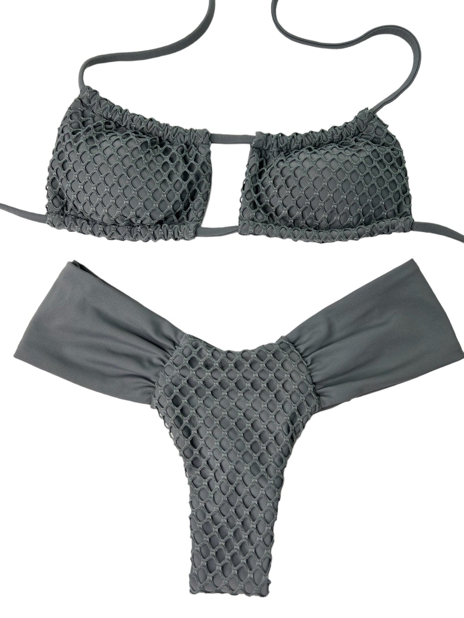 TULUM RUCHED BOTTOM - GRAY - Berry Beachy Swimwear