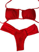 TULUM RUCHED BOTTOM - RED - Berry Beachy Swimwear