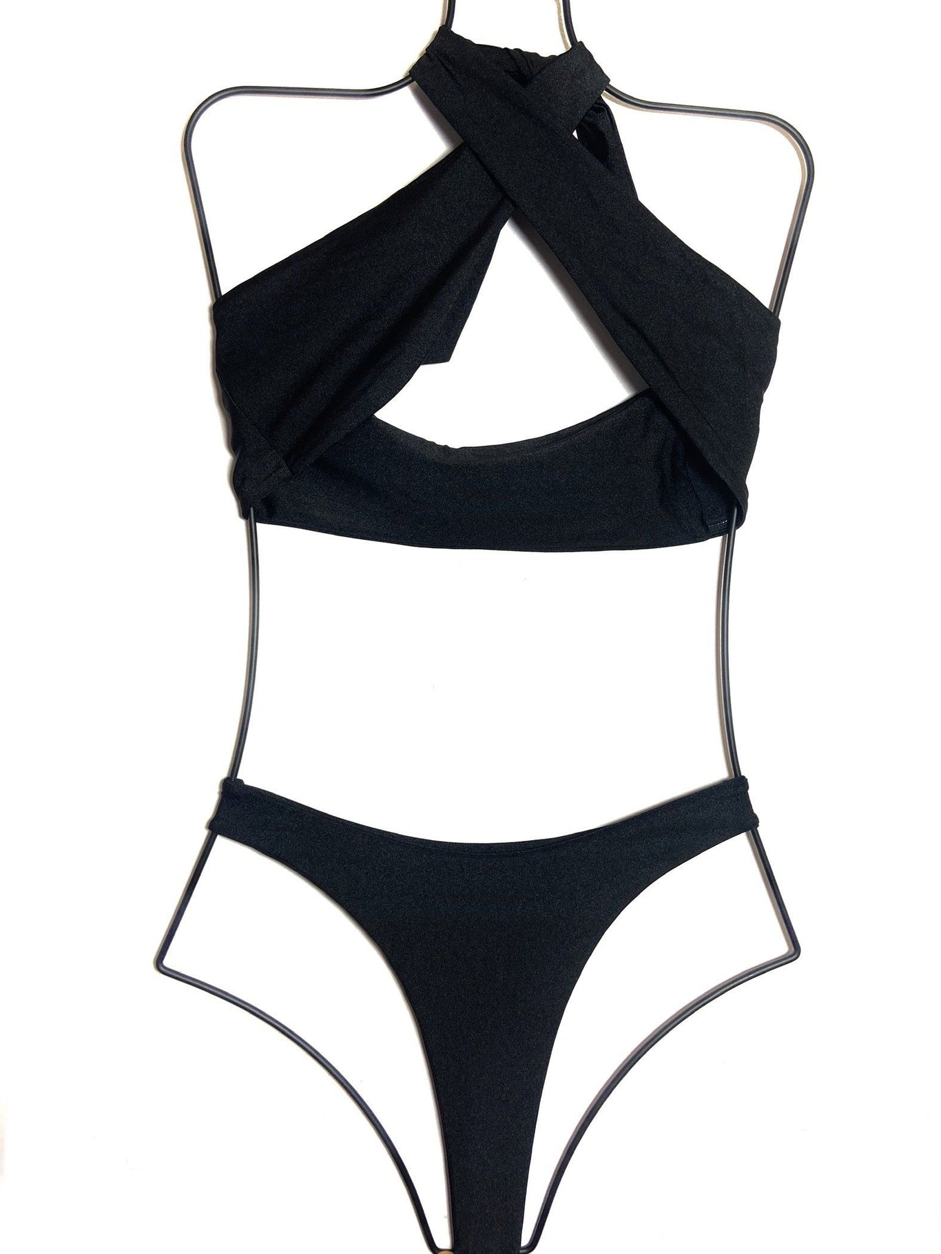 Shimmery Thong Bodysuit - Black - Ladies