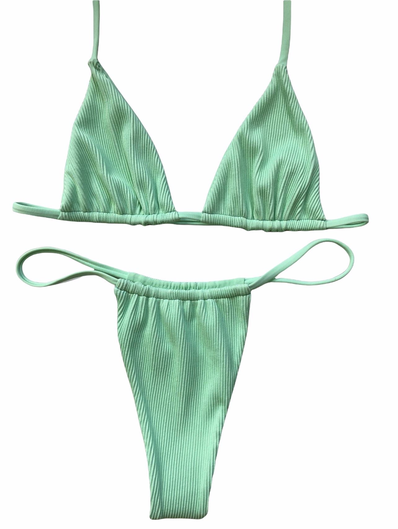 TAN KINI SLIDE BOTTOM - RIBBED SEA GREEN