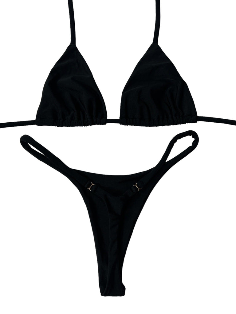 DIPPED SEAMLESS THONG BOTTOM- BLACK - Berry Beachy Swimwear