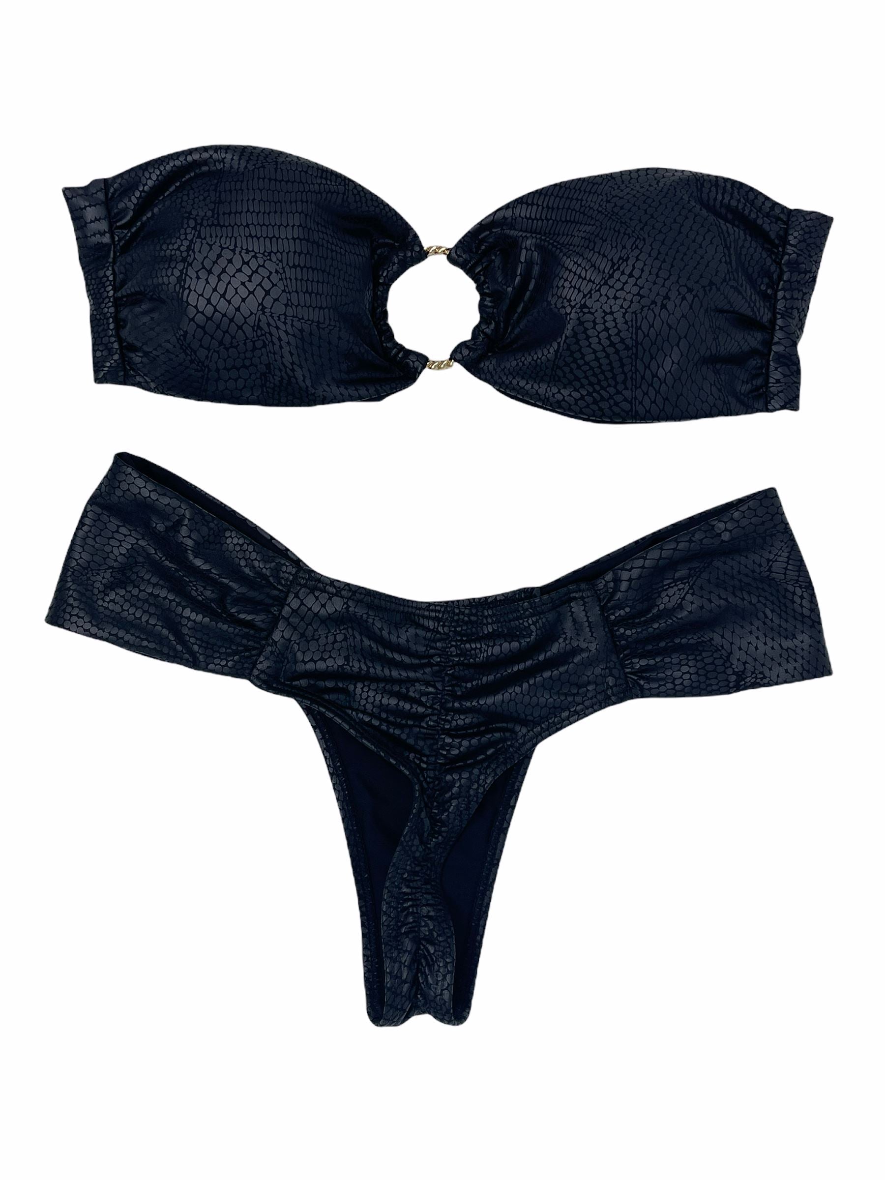 ONYX RUCHED BOTTOM - MATTE SNAKE