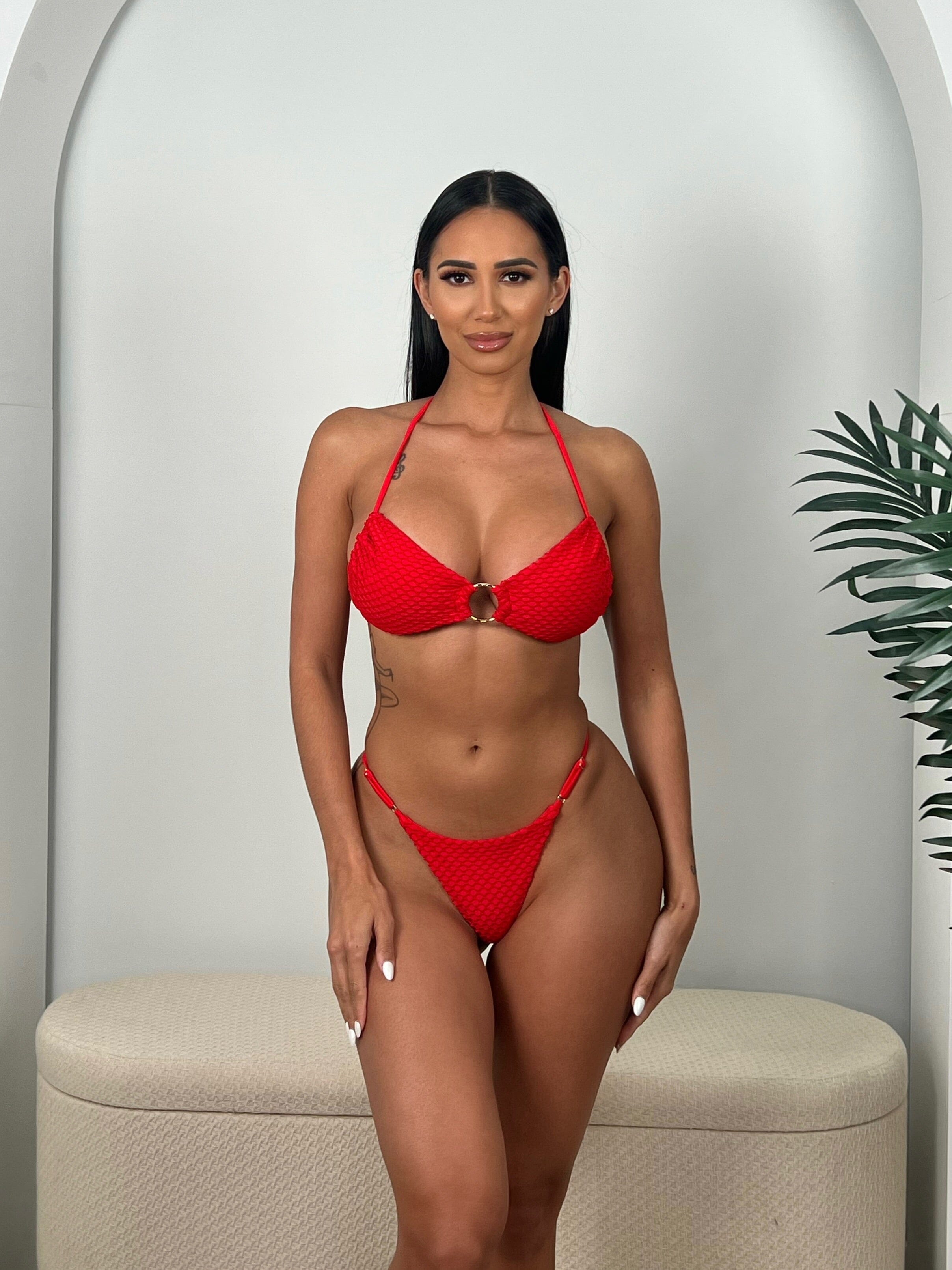 TULUM RING TOP- RED - Berry Beachy Swimwear