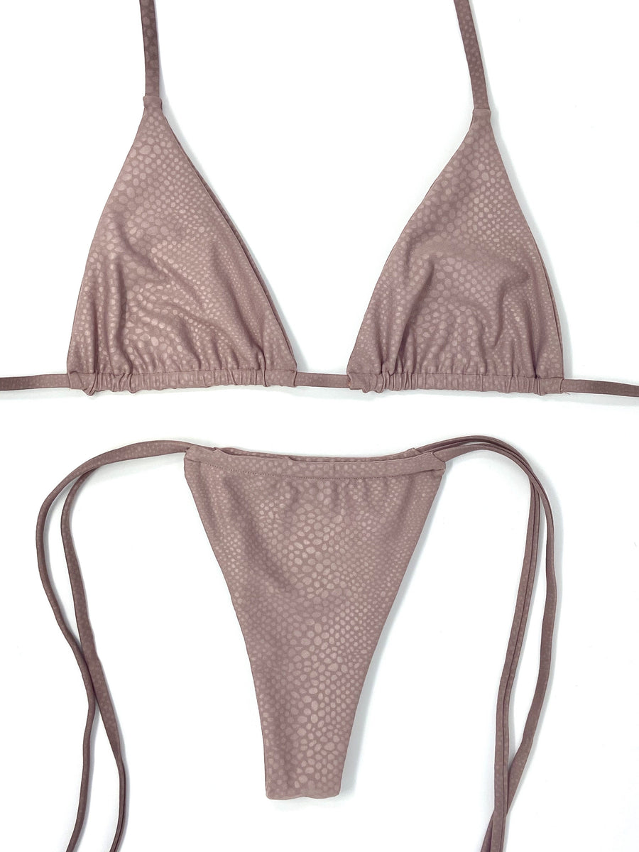 POISE TRIANGLE TOP - MAUVE SNAKE | Berry Beachy Swimwear