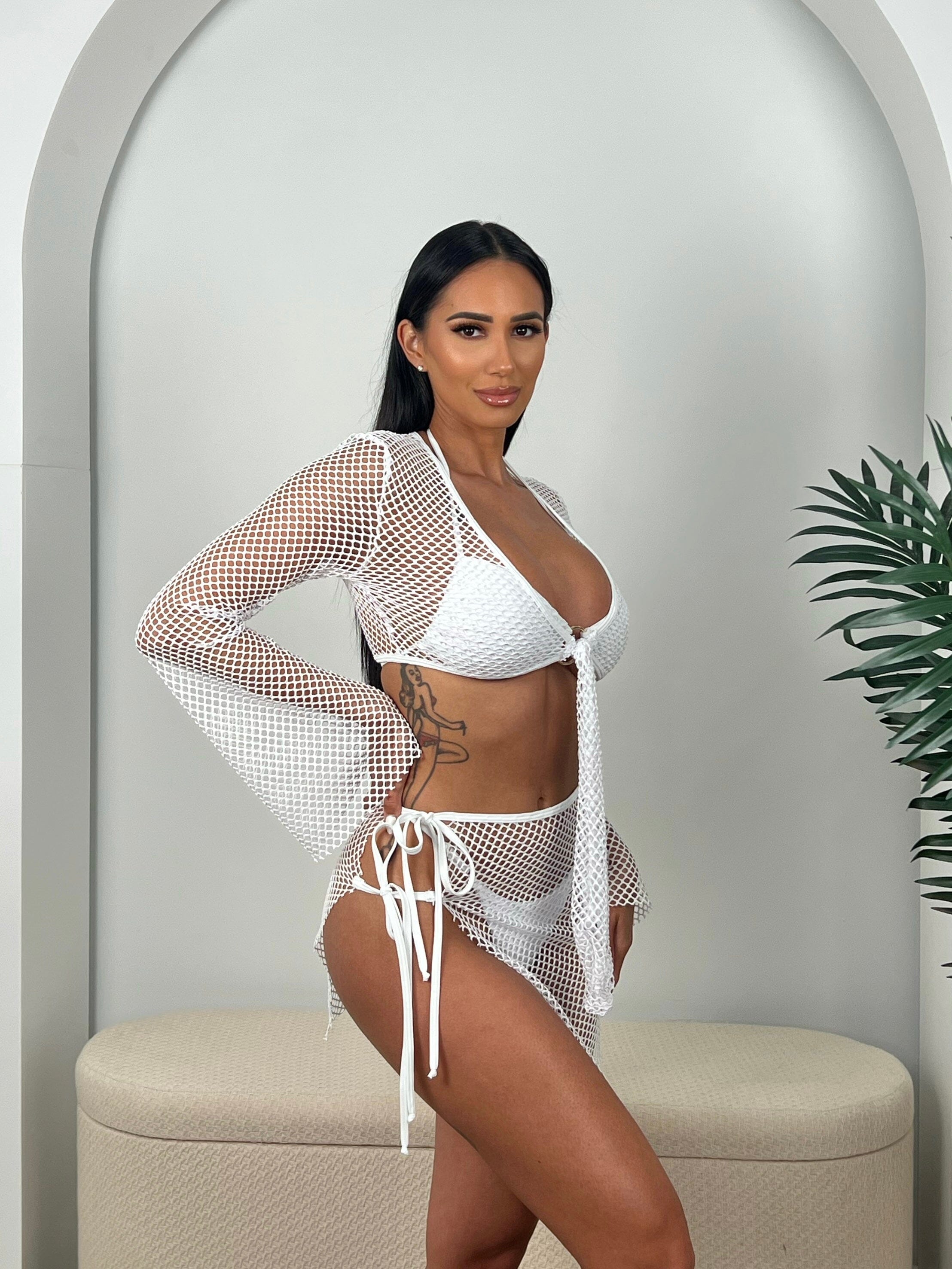 TULUM COVER UP SET- WHITE - Berry Beachy Swimwear