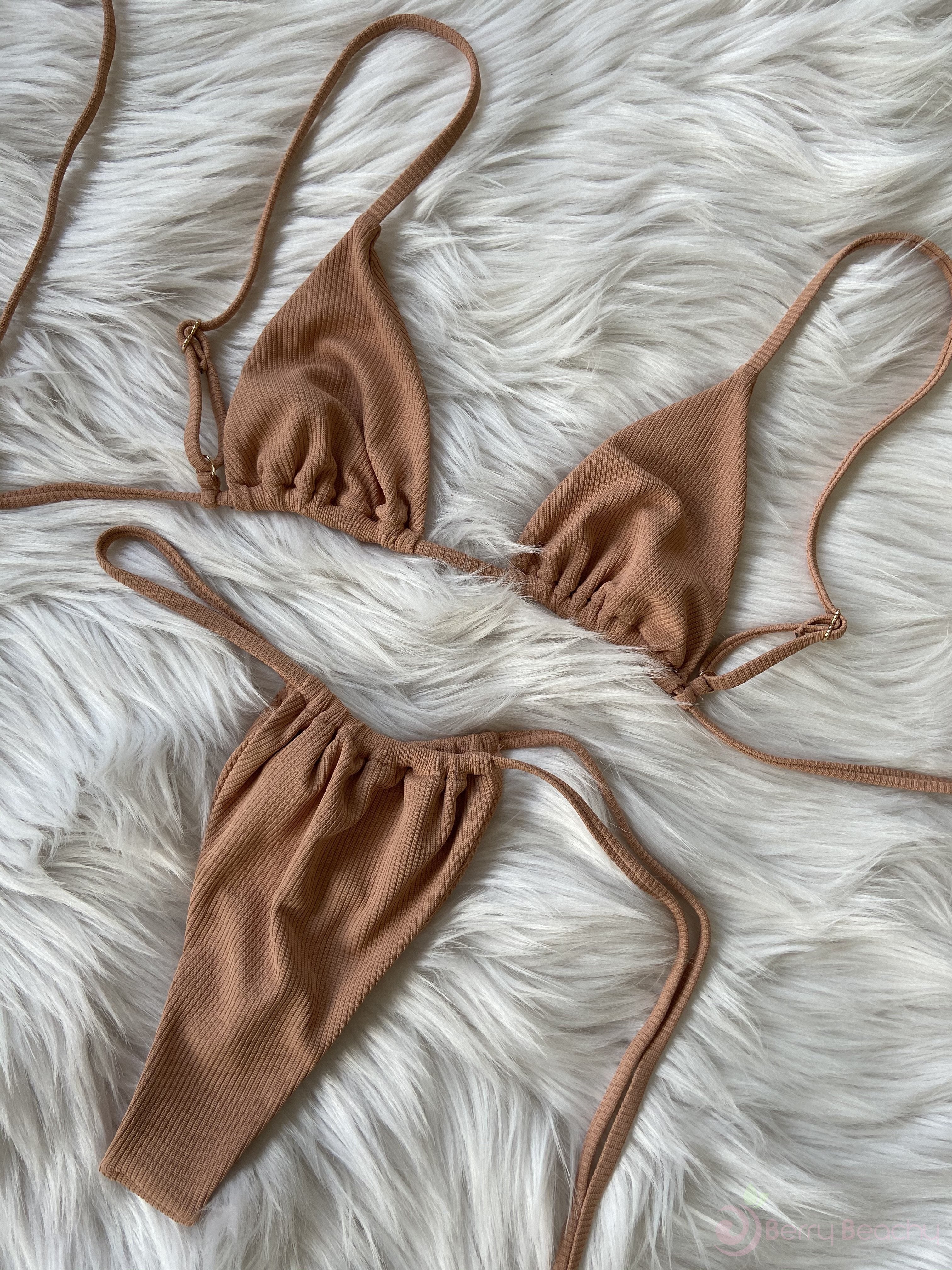 LILA RIBBED BRALETTE TOP-TAN