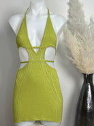 CROCHET BEACH MINI DRESS- LIME - Berry Beachy Swimwear